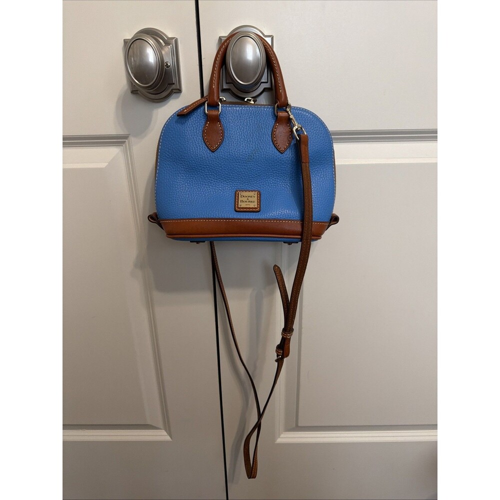 Dooney & Bourke Pebble Leather Zip Zip Bitsy bag Satchel crossbody Blue Brown